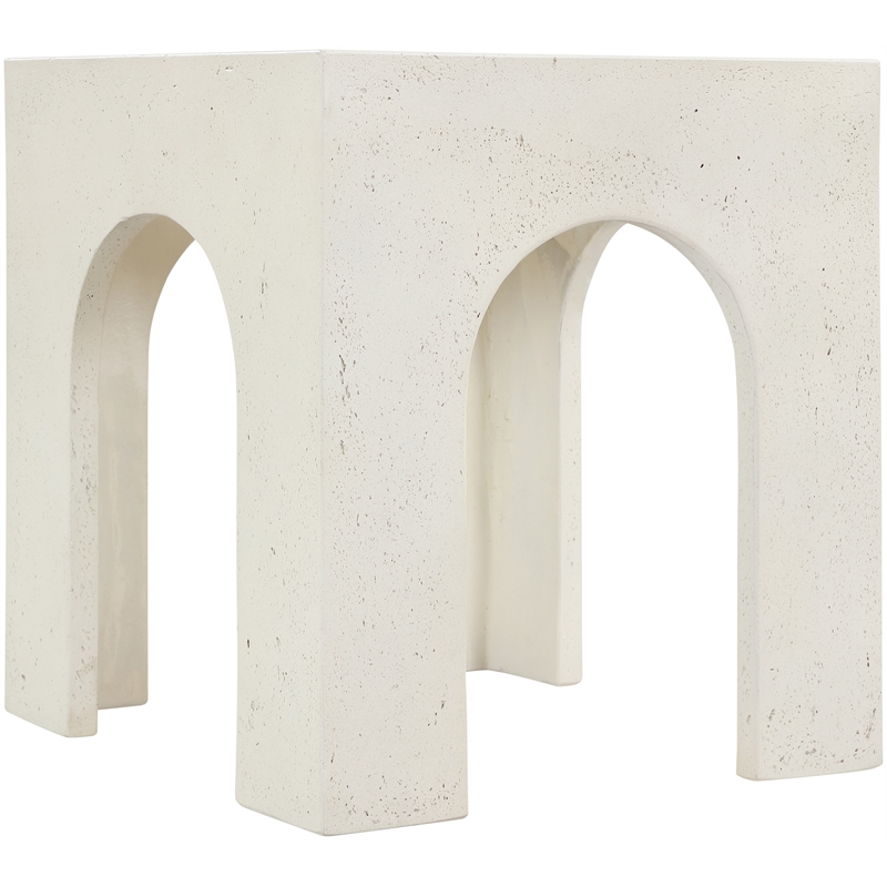 Meridian Furniture Renza Cream Concrete Indoor / Outdoor End Table
