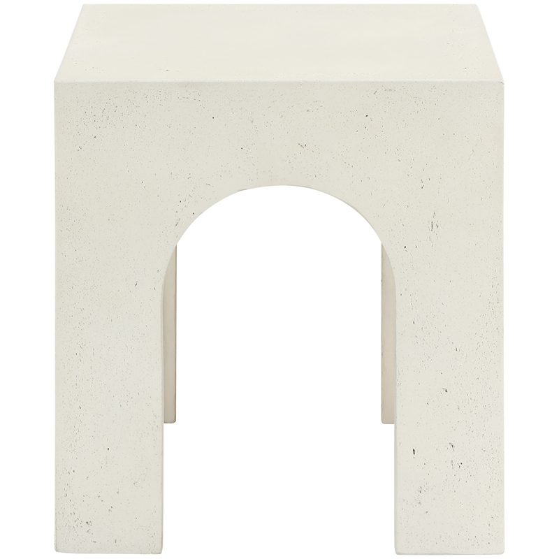 Meridian Furniture Renza Cream Concrete Indoor / Outdoor End Table