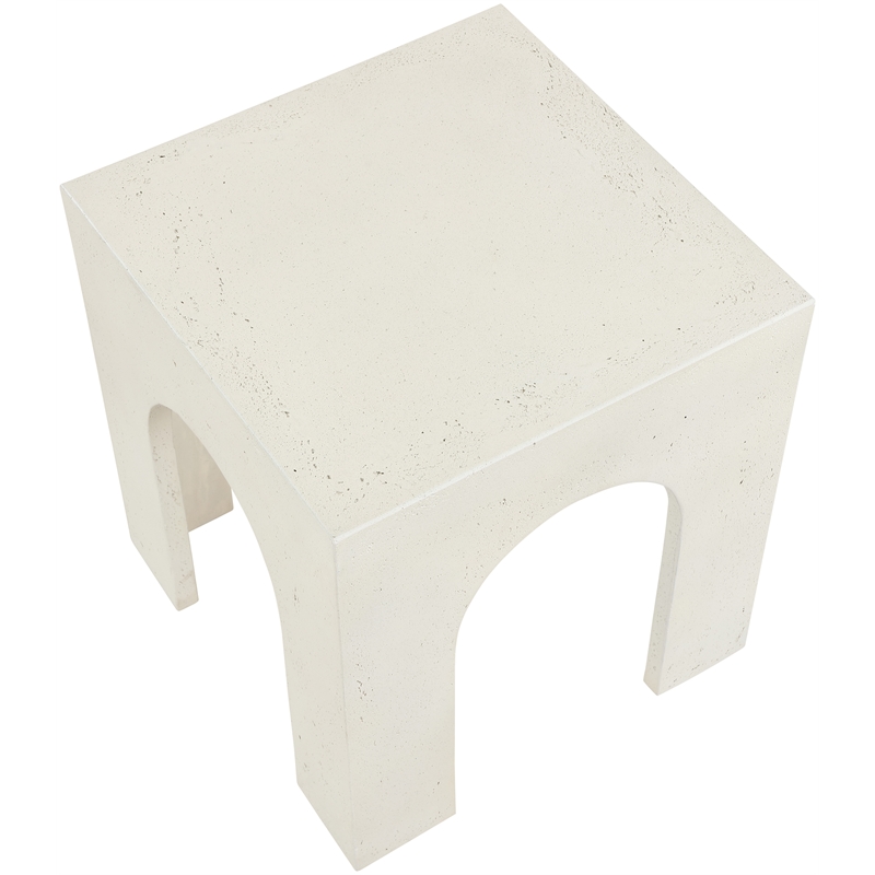 Meridian Furniture Renza Cream Concrete Indoor / Outdoor End Table