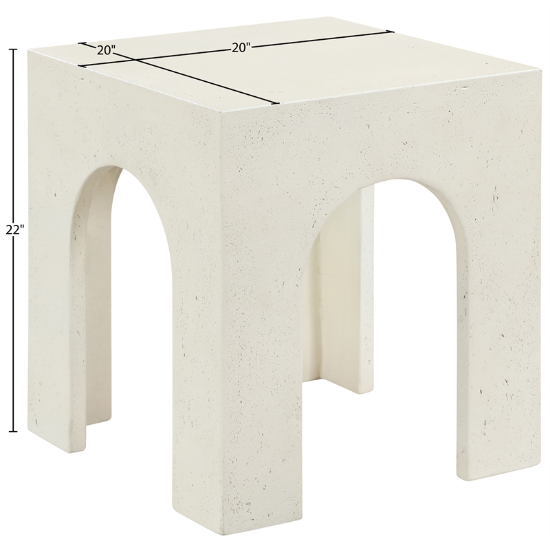 Meridian Furniture Renza Cream Concrete Indoor / Outdoor End Table