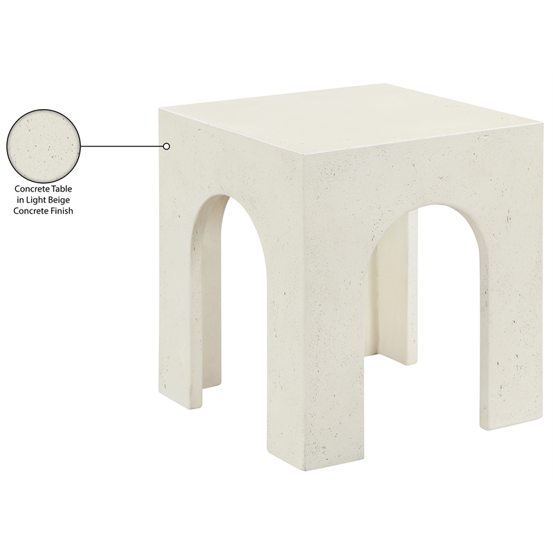 Meridian Furniture Renza Cream Concrete Indoor / Outdoor End Table