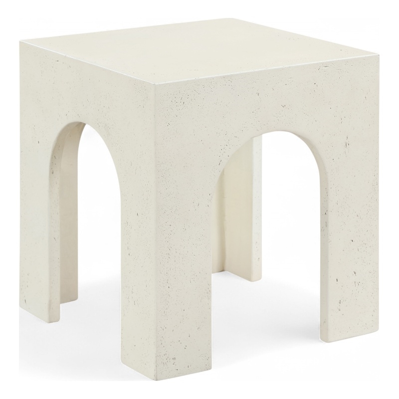 Meridian Furniture Renza Cream Concrete Indoor / Outdoor End Table
