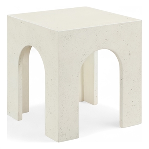 Meridian Furniture Renza Cream Concrete Indoor / Outdoor End Table