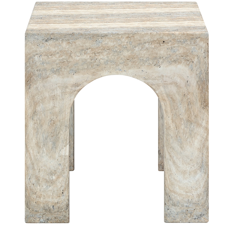 meridian furniture renza travertine concrete indoor / outdoor end table