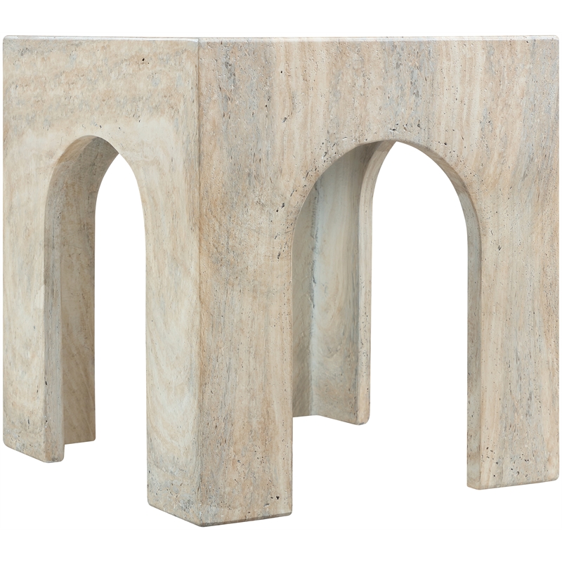 meridian furniture renza travertine concrete indoor / outdoor end table