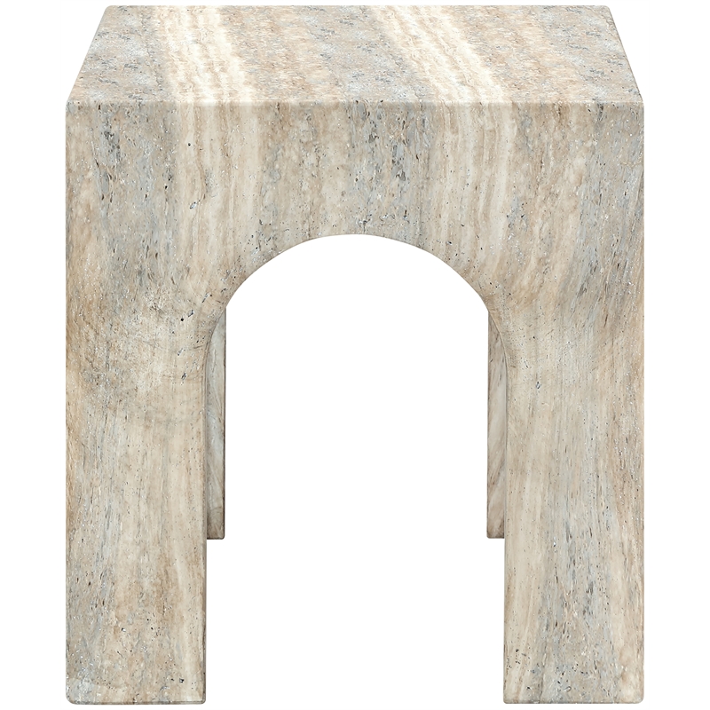 meridian furniture renza travertine concrete indoor / outdoor end table
