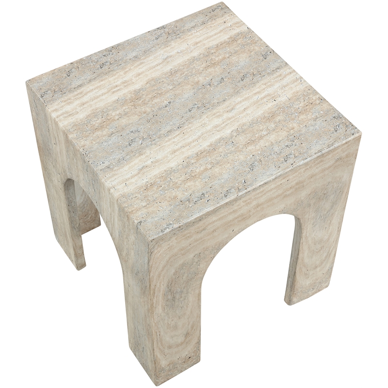 meridian furniture renza travertine concrete indoor / outdoor end table