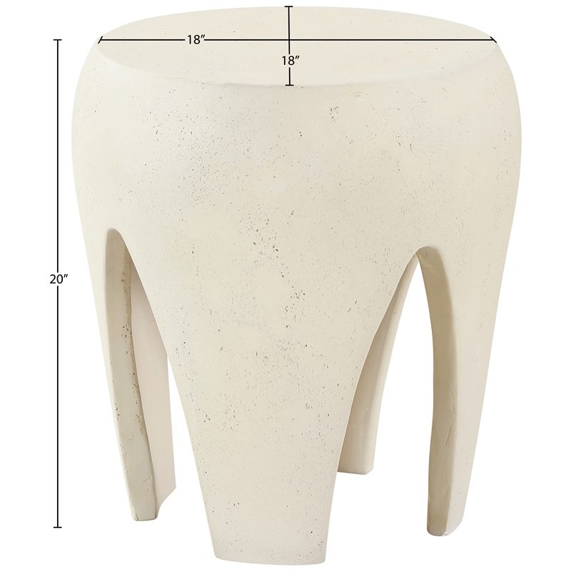 Meridian Furniture Moxie Cream Concrete Indoor / Outdoor End Table