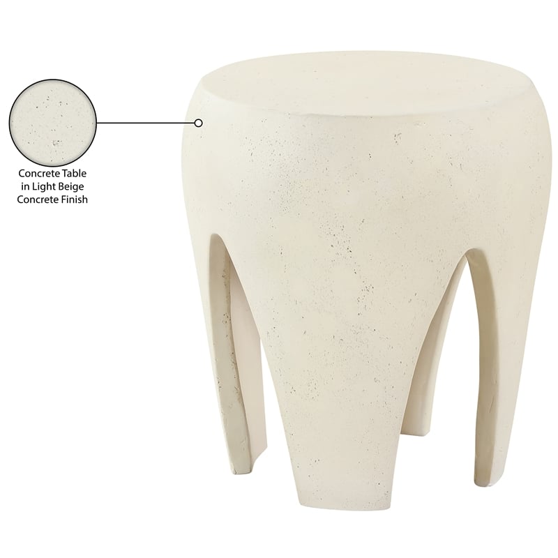 Meridian Furniture Moxie Cream Concrete Indoor / Outdoor End Table