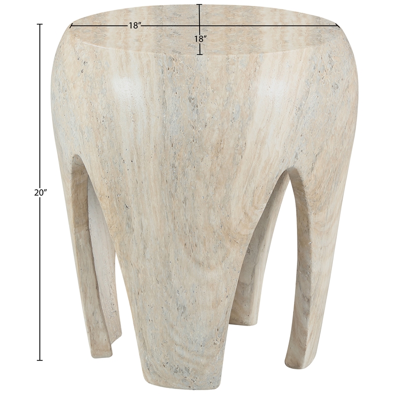 Meridian Furniture Moxie Travertine Concrete Indoor / Outdoor End Table