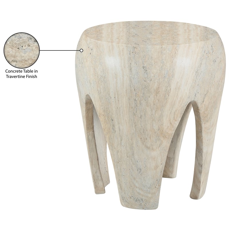 Meridian Furniture Moxie Travertine Concrete Indoor / Outdoor End Table