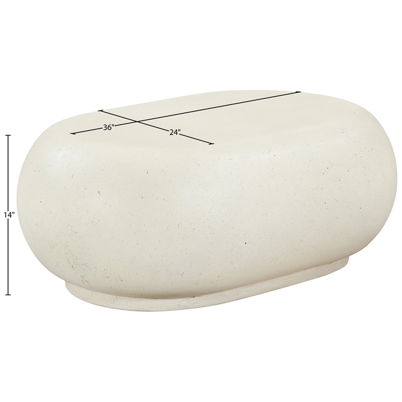 Meridian Furniture Pebble Cream Concrete Indoor / Outdoor Coffee Table