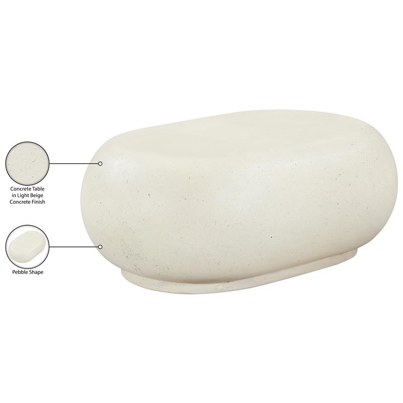 Meridian Furniture Pebble Cream Concrete Indoor / Outdoor Coffee Table
