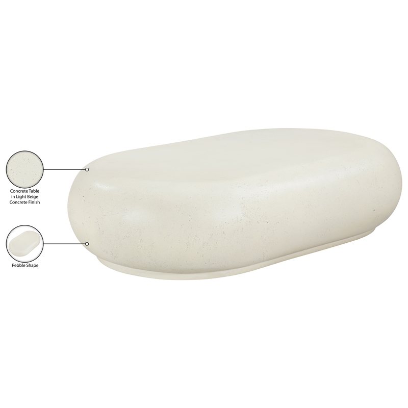 Meridian Furniture Pebble Cream Concrete Indoor / Outdoor Coffee Table