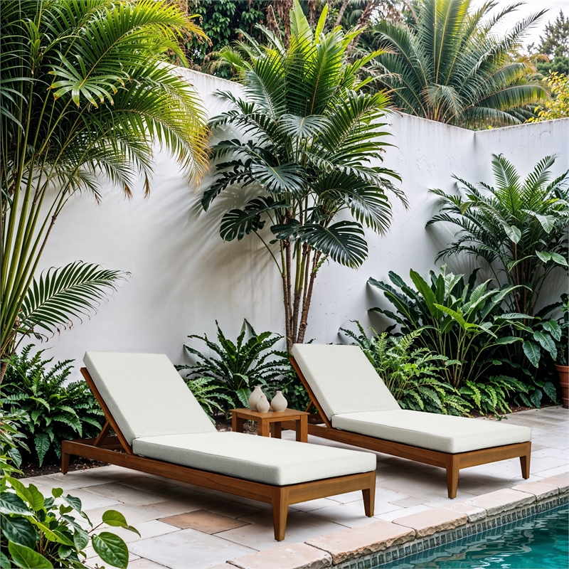 Meridian Furniture Mirella Natural Water Resistant Outdoor Patio Chaise Lounge