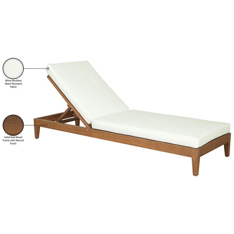 Meridian Furniture Mirella Natural Water Resistant Outdoor Patio Chaise Lounge