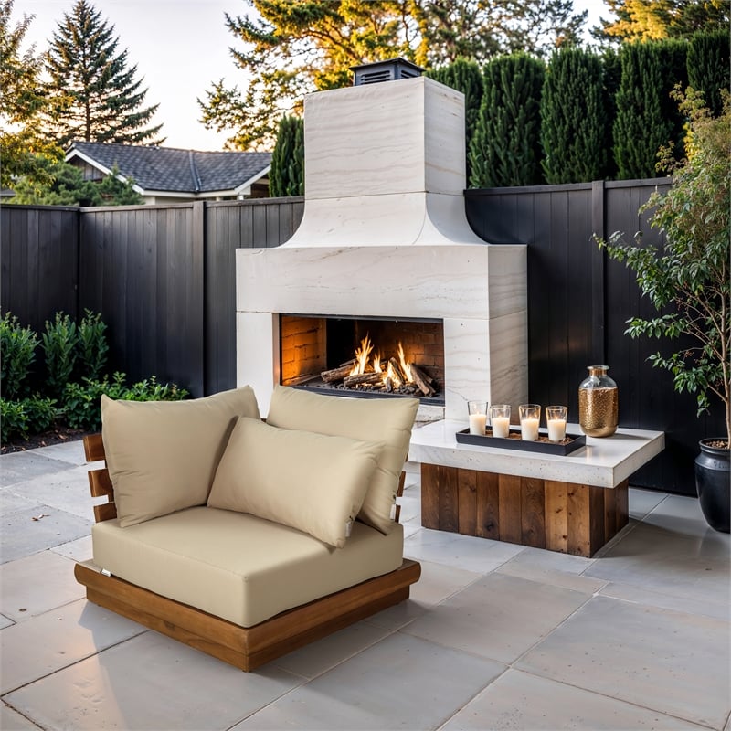 Meridian Furniture Mirella Tan Water Resistant Fabric Patio Corner Chair