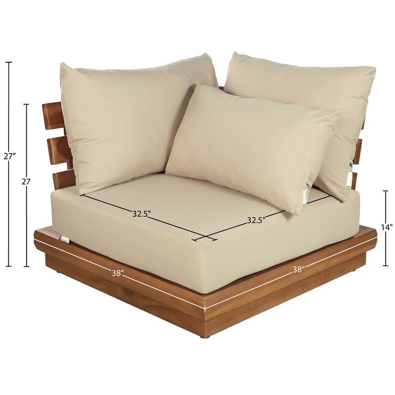 Meridian Furniture Mirella Tan Water Resistant Fabric Patio Corner Chair