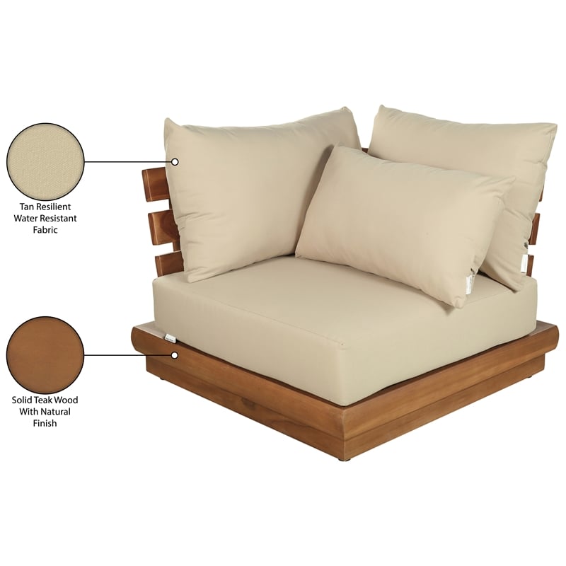 Meridian Furniture Mirella Tan Water Resistant Fabric Patio Corner Chair