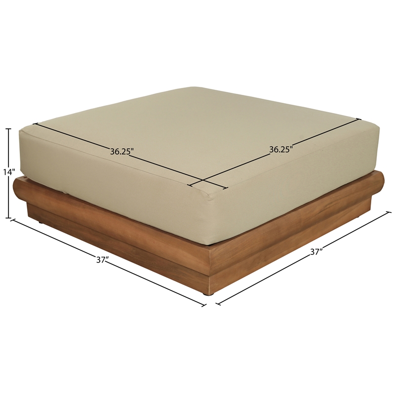 Meridian Furniture Mirella Tan Water Resistant Fabric Patio Ottoman