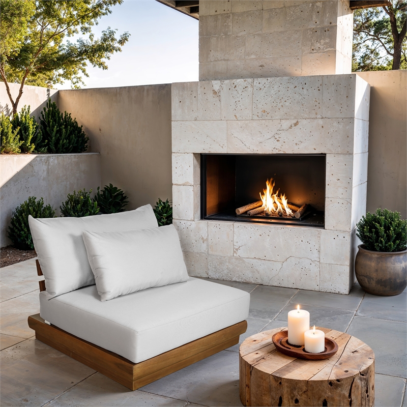 Meridian Furniture Mirella White Water Resistant Fabric Patio Armless Chair