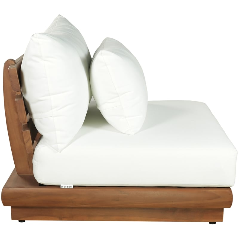 Meridian Furniture Mirella White Water Resistant Fabric Patio Armless Chair