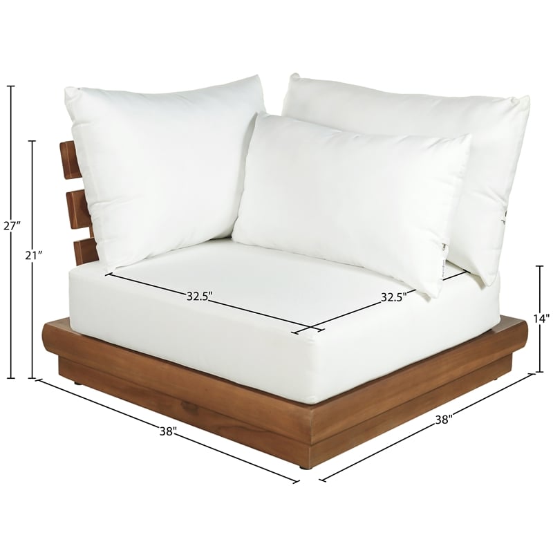 Meridian Furniture Mirella White Water Resistant Fabric Patio Corner Chair