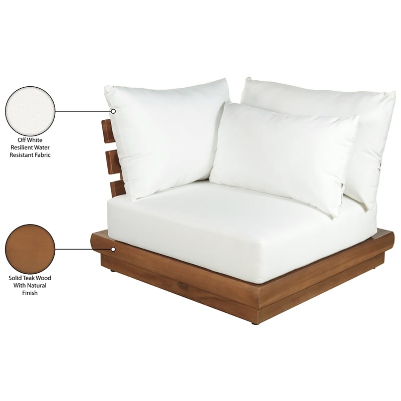 Meridian Furniture Mirella White Water Resistant Fabric Patio Corner Chair