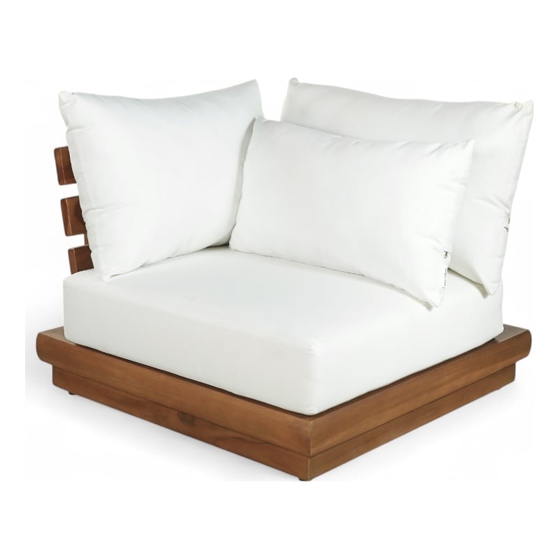 Meridian Furniture Mirella White Water Resistant Fabric Patio Corner Chair