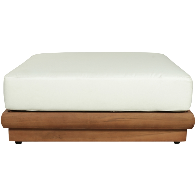 Meridian Furniture Mirella White Water Resistant Fabric Patio Ottoman