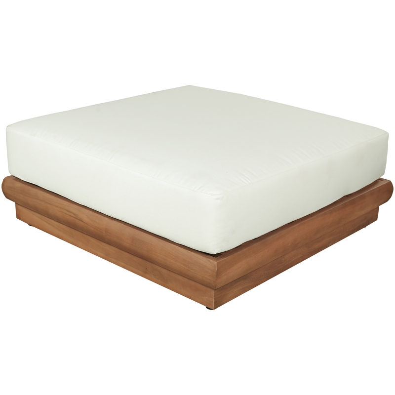 Meridian Furniture Mirella White Water Resistant Fabric Patio Ottoman