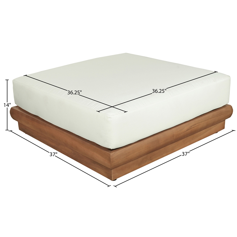 Meridian Furniture Mirella White Water Resistant Fabric Patio Ottoman