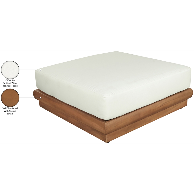 Meridian Furniture Mirella White Water Resistant Fabric Patio Ottoman