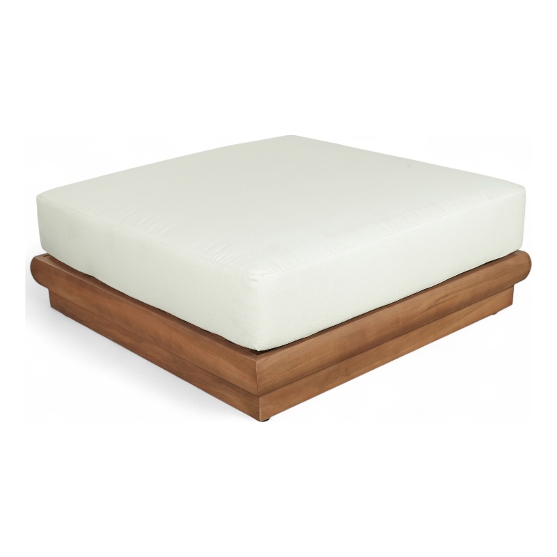 Meridian Furniture Mirella White Water Resistant Fabric Patio Ottoman