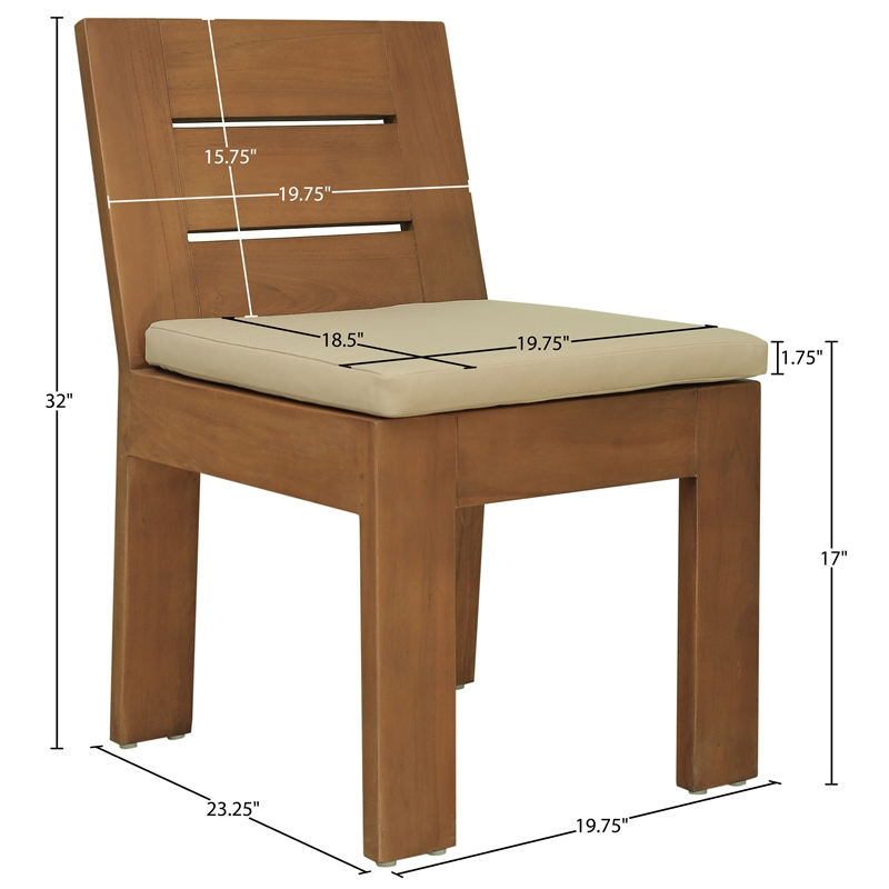 Meridian Furniture Mirella Tan Water Resist Fabric Patio Dining Side Chair
