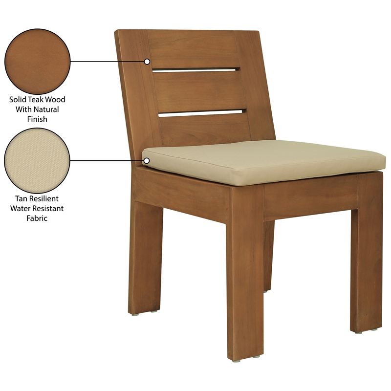 Meridian Furniture Mirella Tan Water Resist Fabric Patio Dining Side Chair