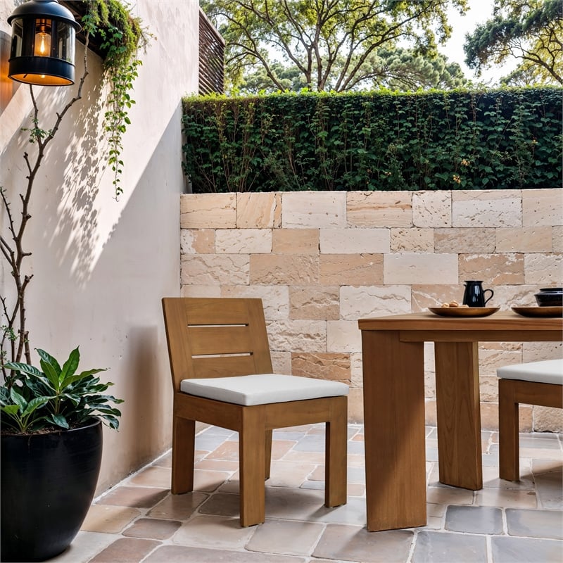 Meridian Furniture Mirella Off White Water Resist Fabric Patio Dining Side Chair