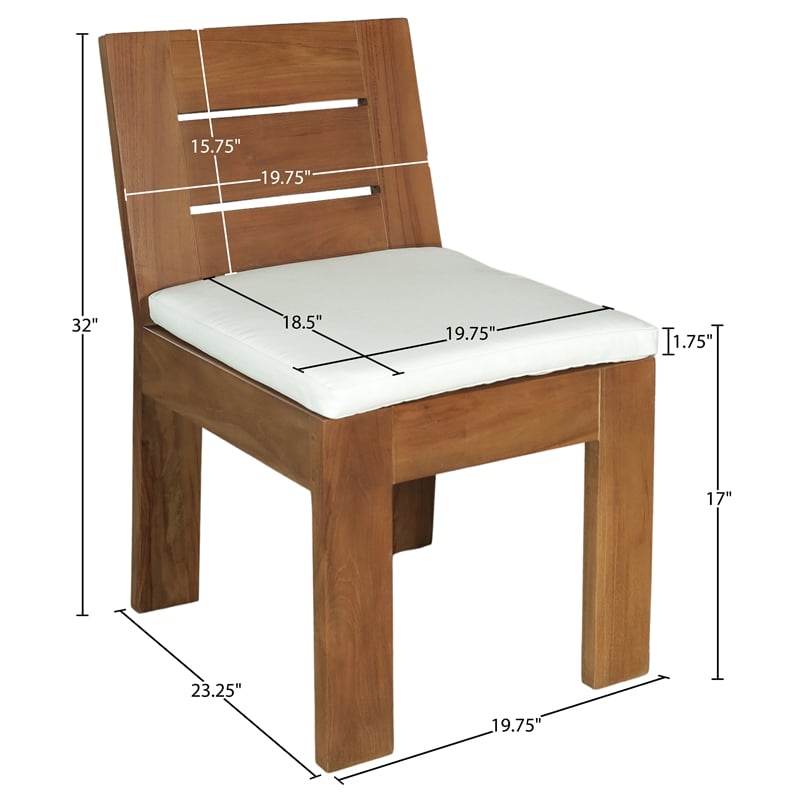 Meridian Furniture Mirella Off White Water Resist Fabric Patio Dining Side Chair