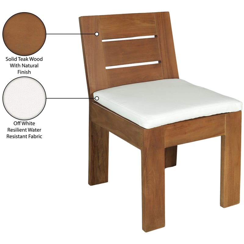 Meridian Furniture Mirella Off White Water Resist Fabric Patio Dining Side Chair
