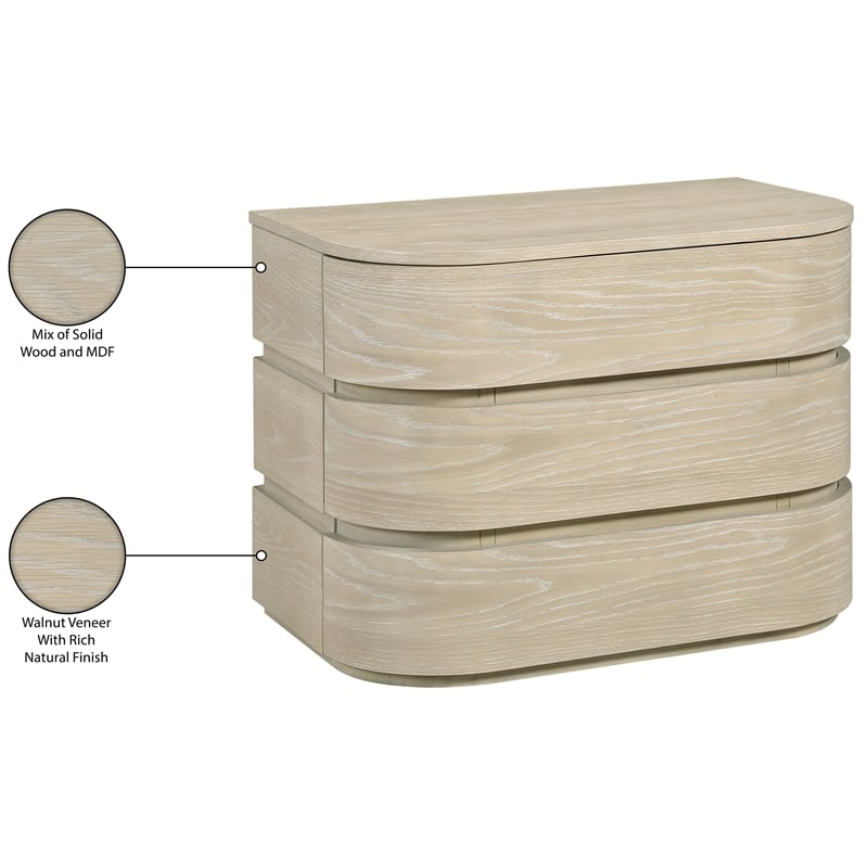 Meridian Furniture Annalise Natural Solid Wood Night Stand