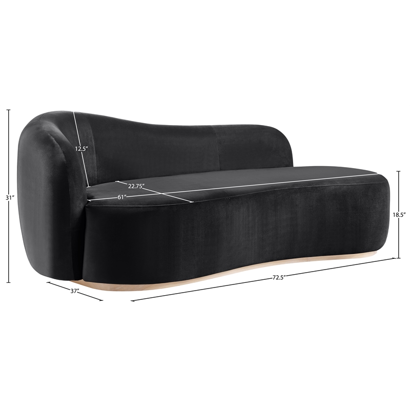 Meridian Furniture Gustavo Black Velvet Upholstered Chaise