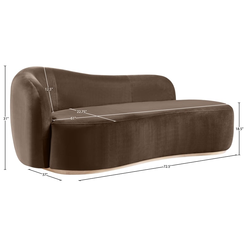 Meridian Furniture Gustavo Brown Velvet Upholstered Chaise