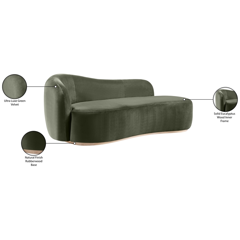 Meridian Furniture Gustavo Green Velvet Upholstered Chaise