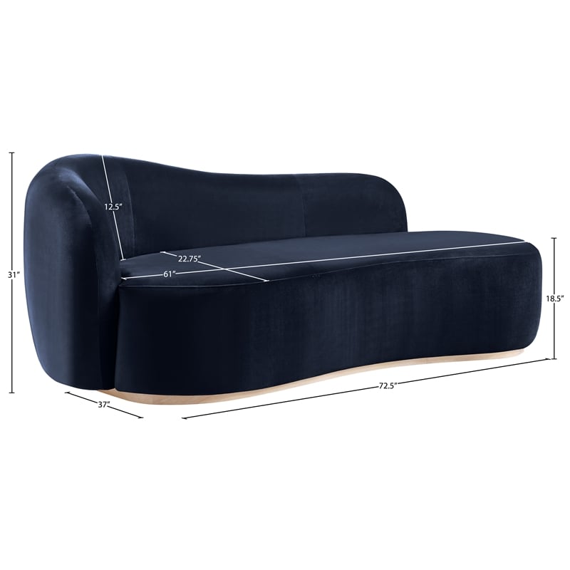 Meridian Furniture Gustavo Navy Velvet Upholstered Chaise