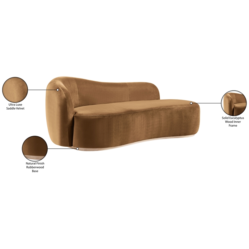 Meridian Furniture Gustavo Saddle Velvet Upholstered Chaise