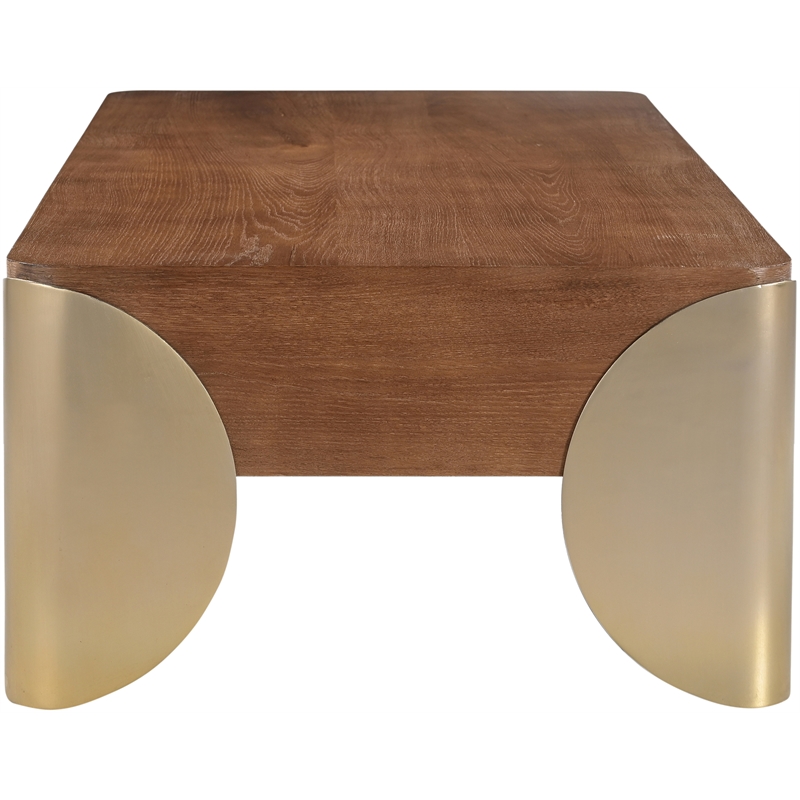 Meridian Furniture Cazari Brown Oak Wood And Iron Coffee Table