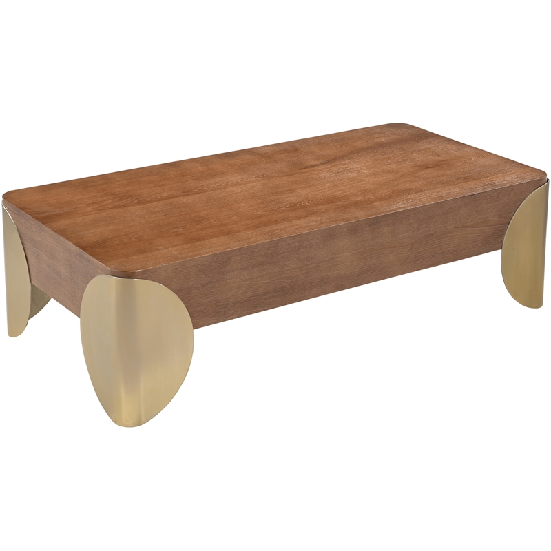 Meridian Furniture Cazari Brown Oak Wood And Iron Coffee Table