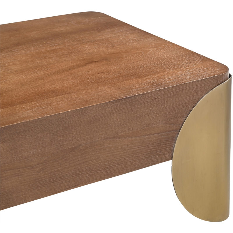 Meridian Furniture Cazari Brown Oak Wood And Iron Coffee Table