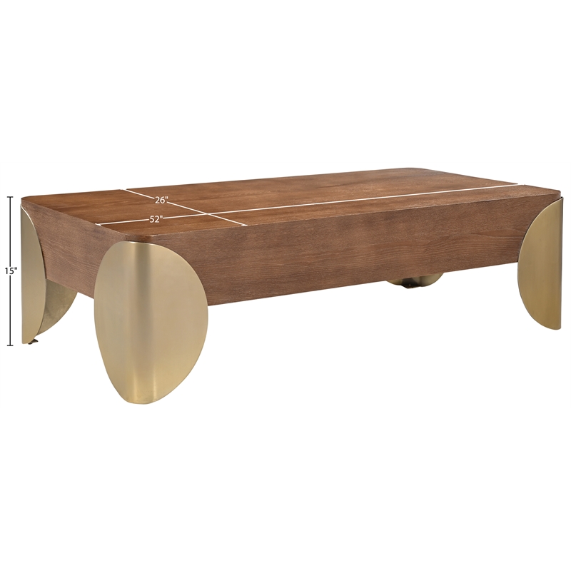 Meridian Furniture Cazari Brown Oak Wood And Iron Coffee Table