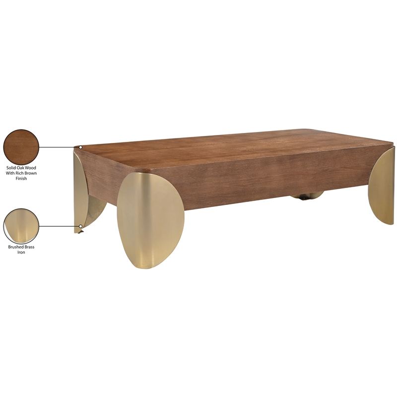 Meridian Furniture Cazari Brown Oak Wood And Iron Coffee Table